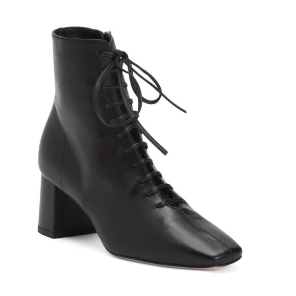LK BENNETT Black Made In Spain Leather Arabella Open Lace Up Boots - Picture 1 of 2